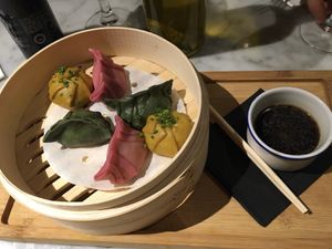 Vegan dumplings at Flax & Kale - Sant Pere Mes in Barcelona