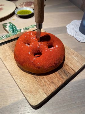 Lycopene bread  at El Invernadero de Rodrigo de la Calle in Madrid