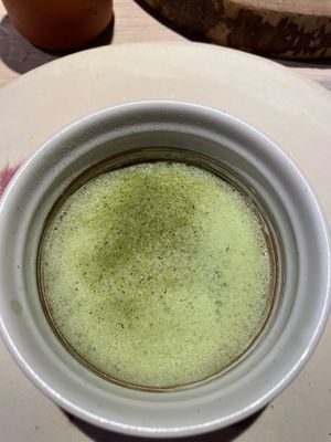 bean foam with olive oil at El Invernadero de Rodrigo de la Calle in Madrid