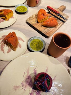 Some beet thing. The tomato bread is amazing   at El Invernadero de Rodrigo de la Calle in Madrid