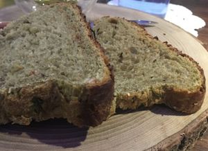 Vegan tasting menu - matcha bread at El Invernadero de Rodrigo de la Calle in Madrid