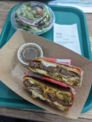 Philly patty melt (w/ side salad upgrade) at The Veggie in Madison