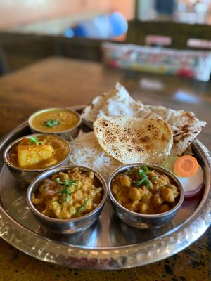 Veg thali plate  at Chana Masala in Koh Phangan