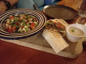 Wrap and salad at Chana Masala in Koh Phangan