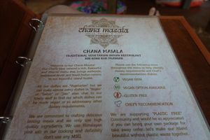 First page of menu at Chana Masala in Koh Phangan