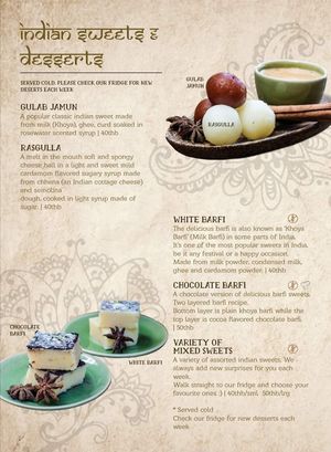 Menu april 2020 at Chana Masala in Koh Phangan