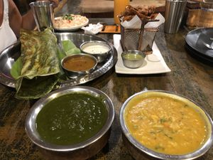 Palak tofu and khichdi  at Chana Masala in Koh Phangan