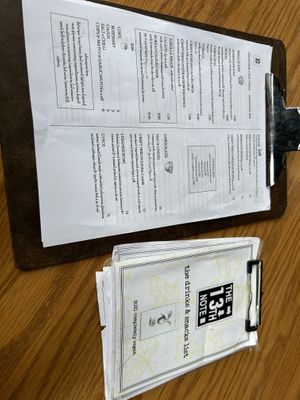 The menu   at The 13th Note in Glasgow