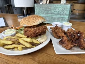 Fried chikken burger had oyster mushroom ‘wings'  at The 13th Note in Glasgow