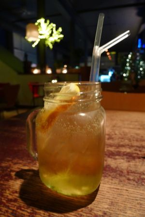 An Elderflower Virgin Fizz cocktail.  Very refreshing at The 13th Note in Glasgow