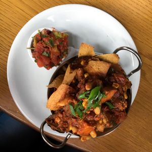 small portion of vegan nachos at The 13th Note in Glasgow