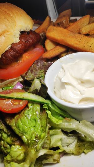 13th Note Burger and Chips at The 13th Note in Glasgow