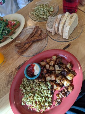 Pesto tofu scramble with the tempeh bacon at Great Full Gardens - South in Reno