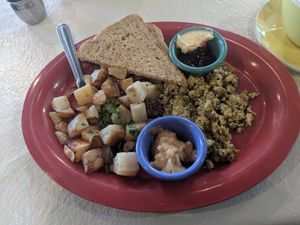 Pesto tofu scramble (breakfast menu) at Great Full Gardens - South in Reno