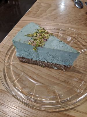 Pistachio raw vegan cheesecake at Great Full Gardens - South in Reno