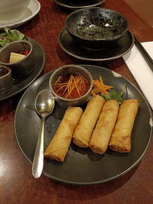 Spring rolls at Au Lac Royal Vegan Cuisine woden in Phillip
