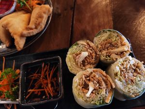 Tofu rice paper rolls. at Au Lac Royal Vegan Cuisine woden in Phillip