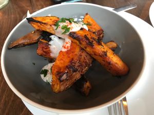 Sweet potato wedges (vegan)  at One Sixty in Burnley