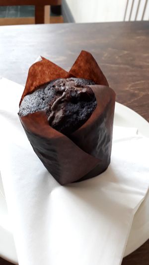 Vegan chocolate muffin at One Sixty in Burnley