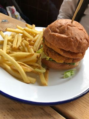 Aloo tiki burger  at The Blacksmith & The Toffeemaker in London