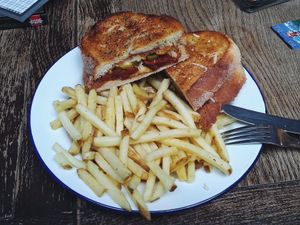Chorizo Sandwich with Fries at The Blacksmith & The Toffeemaker in London