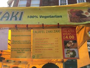 Menu at Falafel Zaki Zaki in London