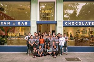 Maison Marou Hanoi Staff is ready to serve you delicious (animal cruelty-free) chocolate product! at Maison Marou Hanoi in Hanoi