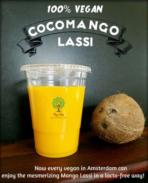 First ever in Amsterdam! the Vegan-Mango lassi! A classic Indian drink/dessert.  at Veg-Out in Amsterdam
