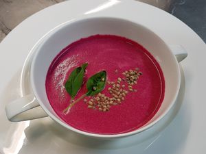 beetroot soup at Biohotel Flachauerhof in Flachau