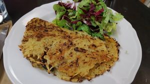 Potatoes "Rosti" with veggies inside. 
So good! at Amico Bio - Spartacus Arena in Santa Maria Capua Vetere