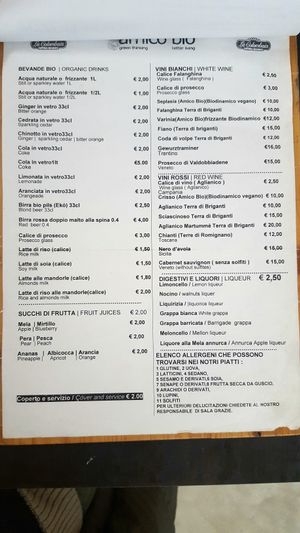 Drink menu at Amico Bio - Spartacus Arena in Santa Maria Capua Vetere