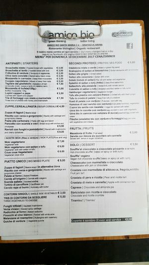 The menu on December 10th 2017... It's printed daily.  at Amico Bio - Spartacus Arena in Santa Maria Capua Vetere
