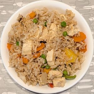 Pineapple Fried Rice with tofu and no egg at Honey Jar Cafe in Portland