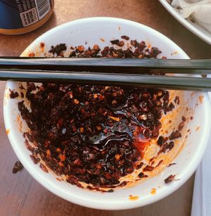 Chilli sauce for dumplings   at Chinese Noodle House in Haymarket