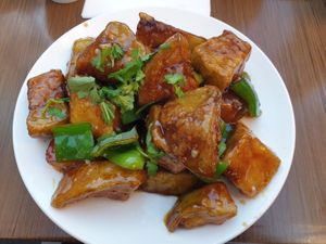 Eggplant, Potato, + Capsicum Stirfry $17.80 at Chinese Noodle House in Haymarket