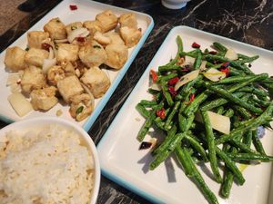 Salt and pepper tofu, green beans at Chinese Noodle House in Haymarket