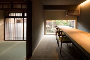 tearoom in japanese traditional house at tearoom toka in Kyoto