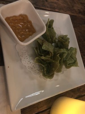 A5 fried cream “cheese” wonton  at Amituofo Vegan Cuisine in Brooklyn