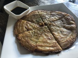 A3 scallion pancakes   at Amituofo Vegan Cuisine in Brooklyn