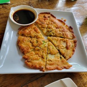 Scallion pancakes at Amituofo Vegan Cuisine in Brooklyn