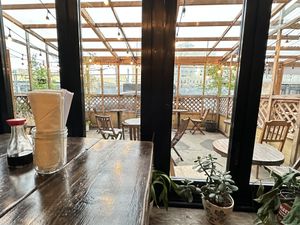 Spacious outdoor seating option  at Amituofo Vegan Cuisine in Brooklyn