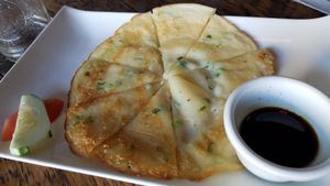 Scallion pancake at Amituofo Vegan Cuisine in Brooklyn