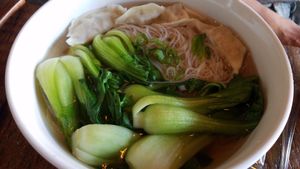 Dumpling soup at Amituofo Vegan Cuisine in Brooklyn
