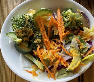 Salad with tasty ginger dressing!  at Shinsei Sushi in Bend