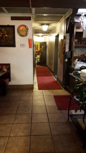 Hall to restrooms at China Restaurant in Harlingen