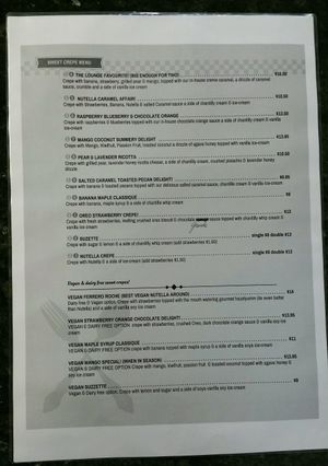 menu 1 at The Little Crepe Lounge in Redcliffe