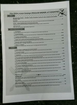 menu 2 at The Little Crepe Lounge in Redcliffe