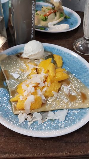 Mango, coconut at The Little Crepe Lounge in Redcliffe