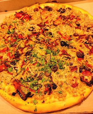 Vegan pizza of the day at Dimond Slice Pizza in Oakland