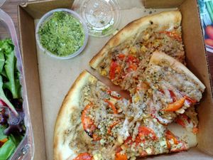 Vegan pizza of the day. This was a slice lol. They may have hooked me up! at Dimond Slice Pizza in Oakland